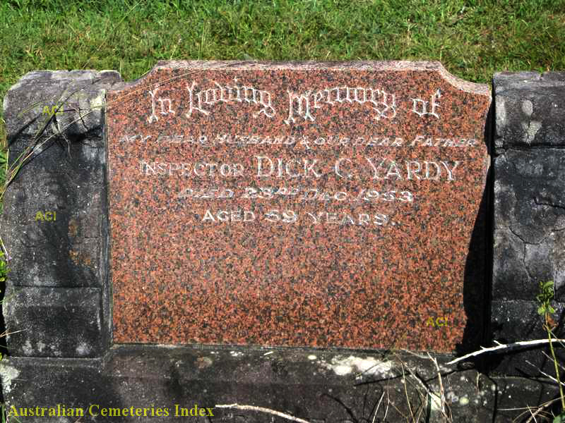 Photo of headstones/Dick C Yardy d 1953 hdstn Nambucca Heads cem NSW